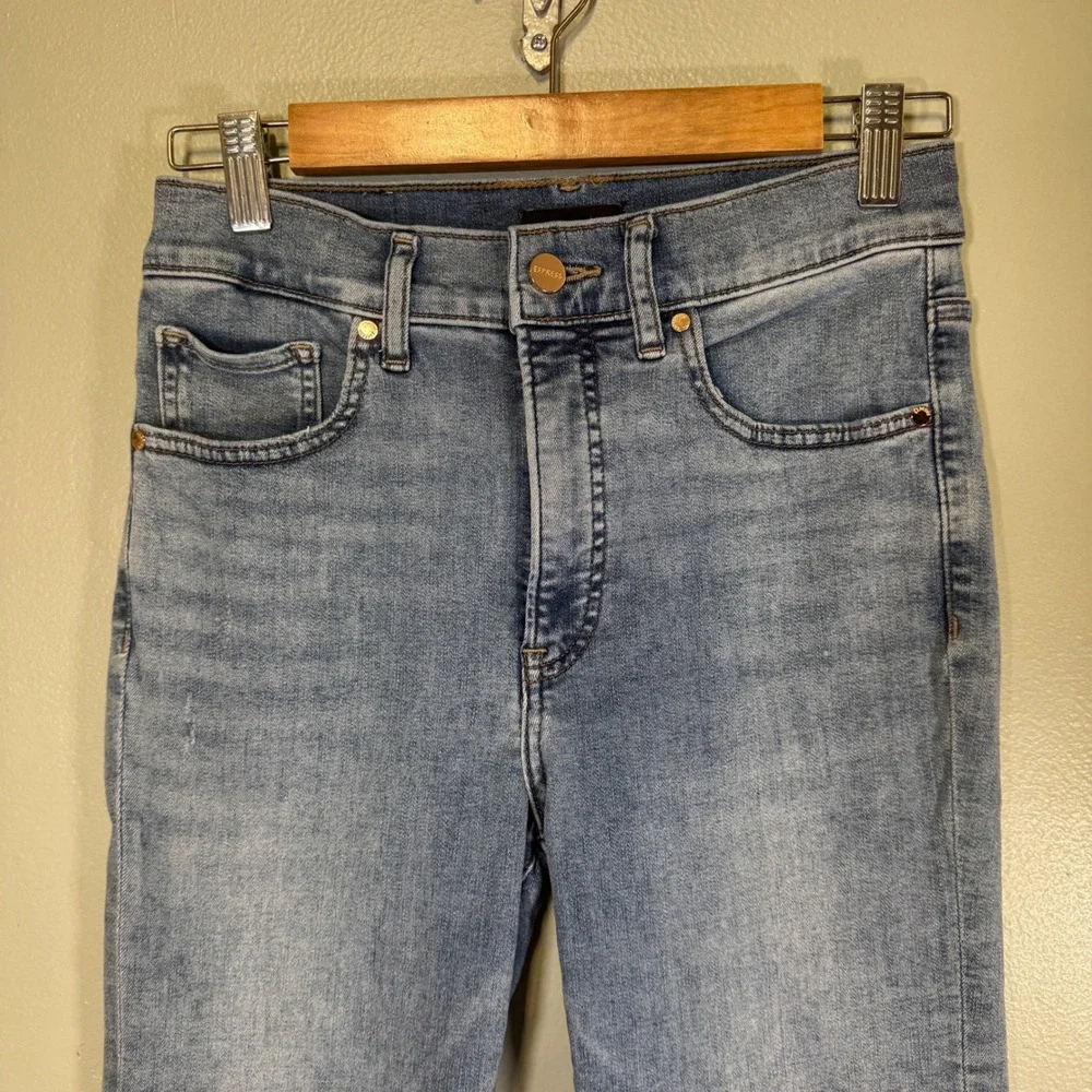 Express High Rise Bootcut Jeans Medium Wash Blue Size 4R Stretch Denim